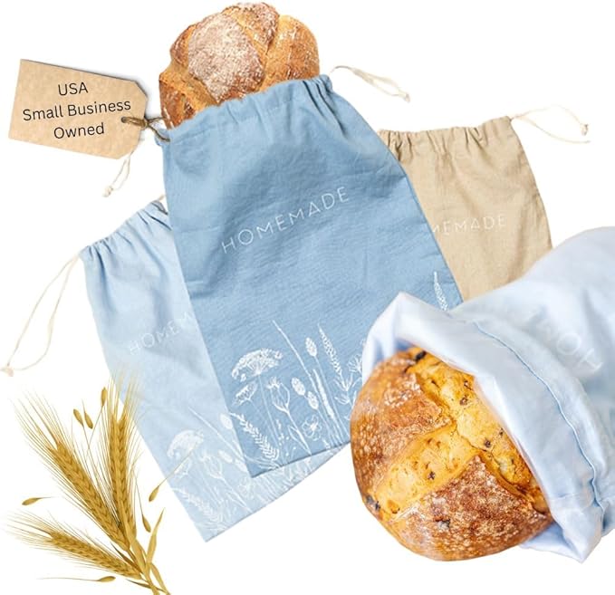Reusable Bread Bags For Homemade Sourdough Bread - 3 Pack XL bags - 16.5 x 12 in.