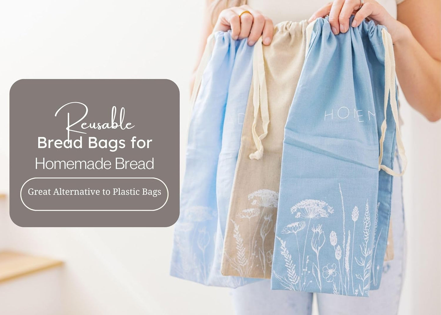 Reusable Bread Bags For Homemade Sourdough Bread - 3 Pack XL bags - 16.5 x 12 in.