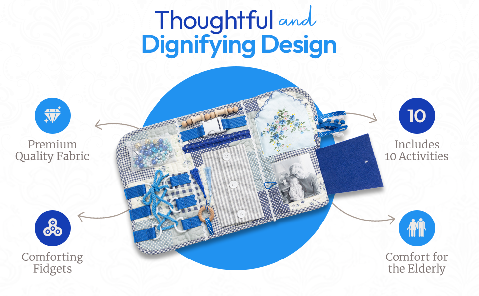 Fidget Blanket for Adults with Dementia, 20 X 12 in.