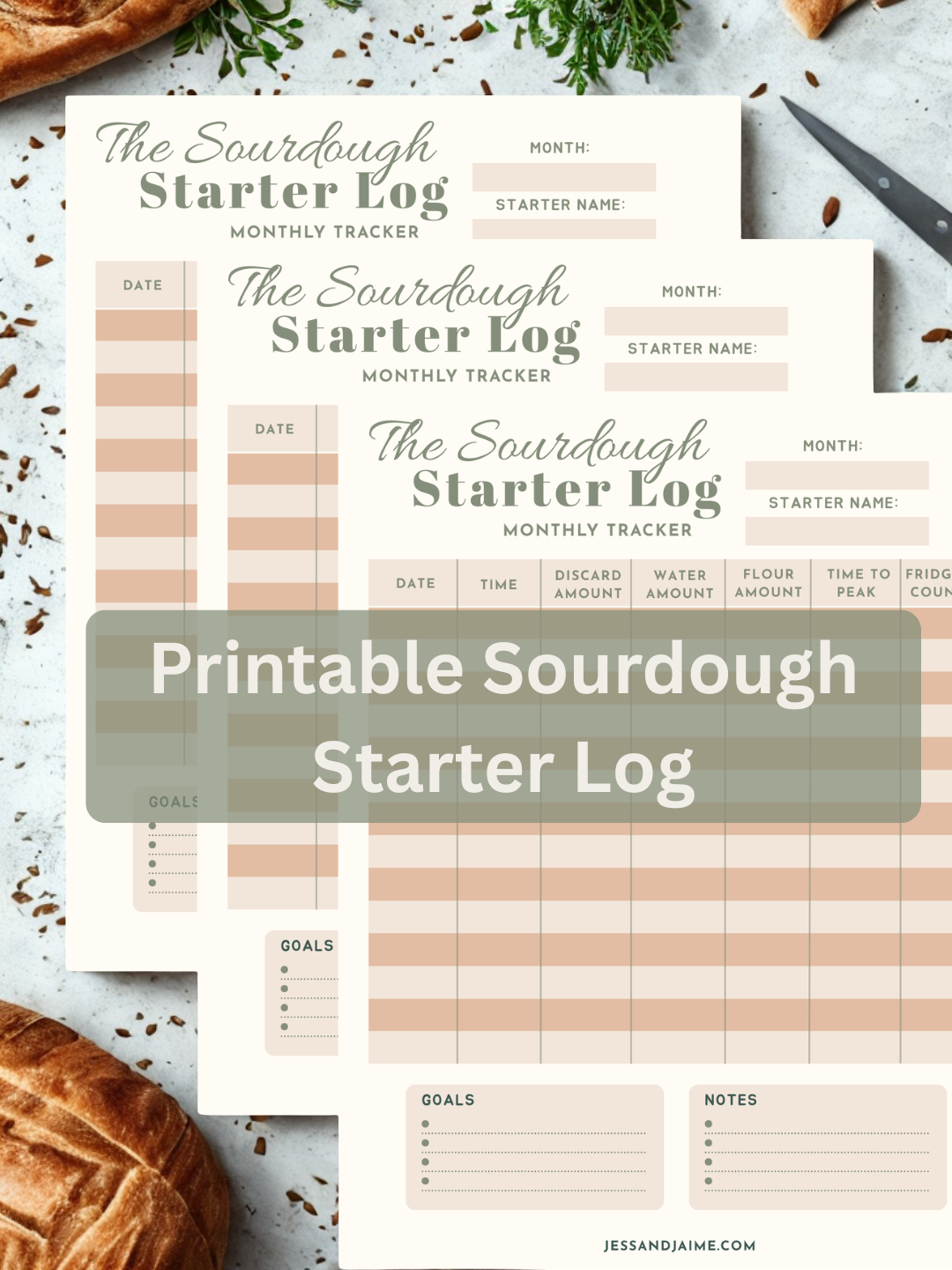 Printable Sourdough Starter Log | 13-Page Digital Download for Easy Tracking