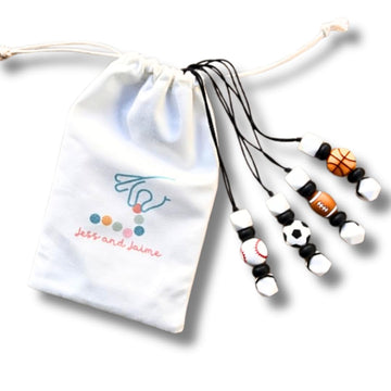 4 Pack Sports Silicone Chew Necklace Set (Soccer, Basketball, Baseball, Football)