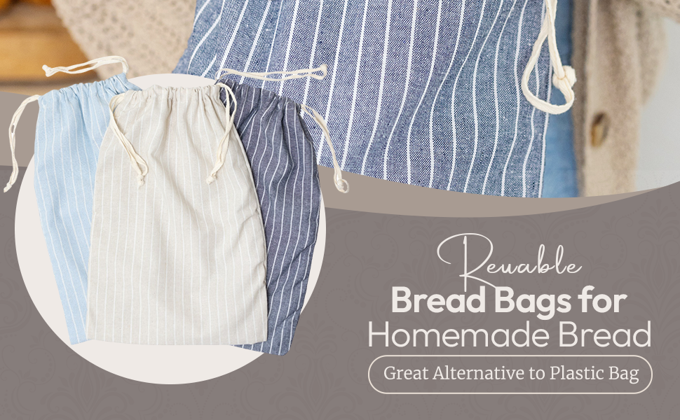 Reusable Bread Bags For Homemade Sourdough Bread - 3 Pack XL bags - 16.5 x 12 in.