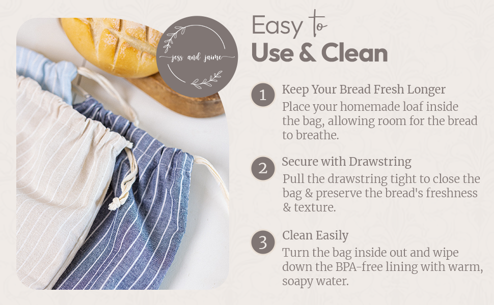 Reusable Bread Bags For Homemade Sourdough Bread - 3 Pack XL bags - 16.5 x 12 in.