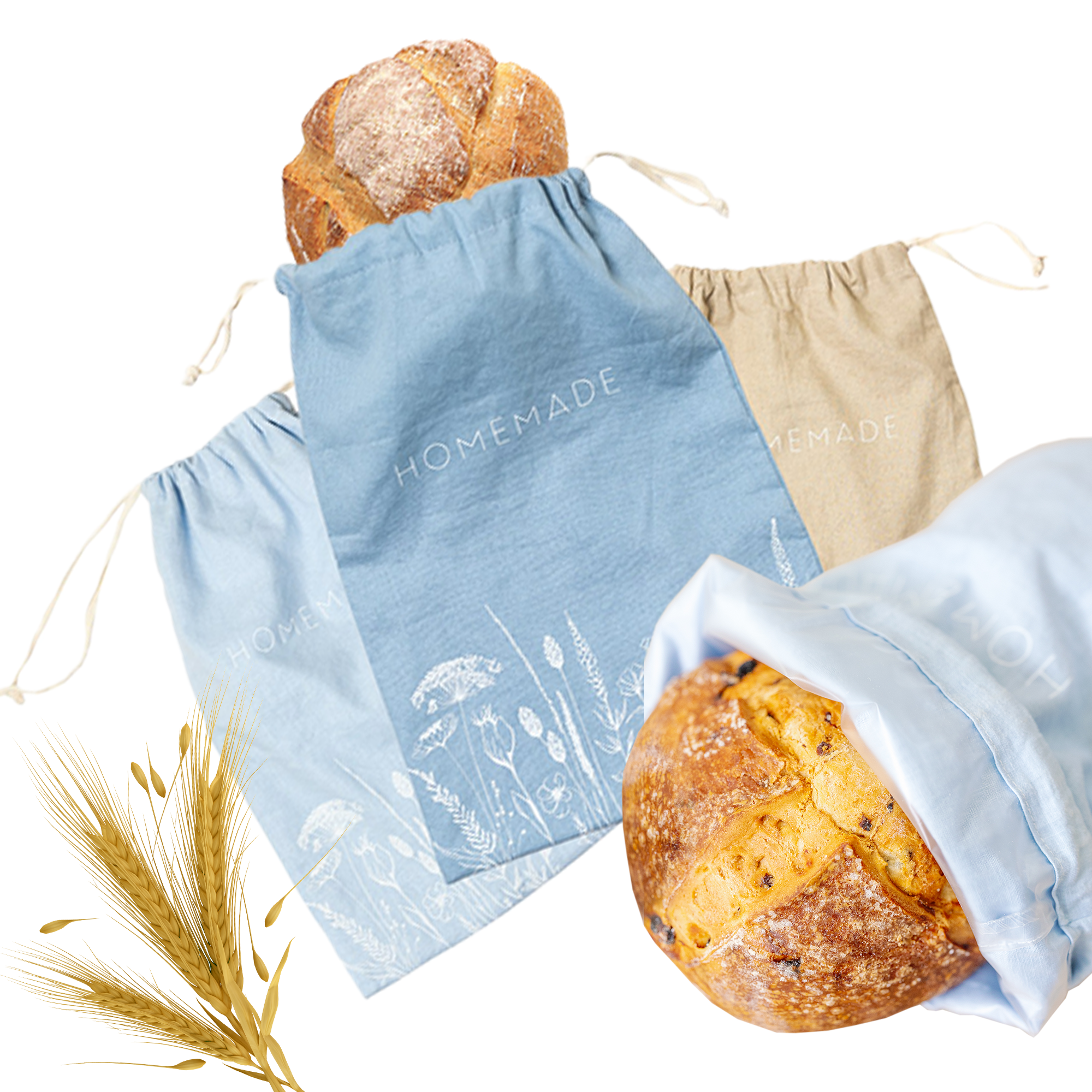 Reusable Bread Bags For Homemade Sourdough Bread - 3 Pack XL bags - 16.5 x 12 in.