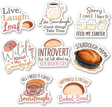 Sourdough Meme Stickers for Bakers – 8-Pack Waterproof Viny